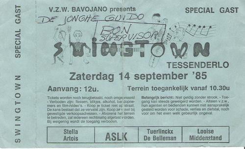 Golden Earring show ticket special guest 3September 14, 1985 Tessenderlo - Open Air